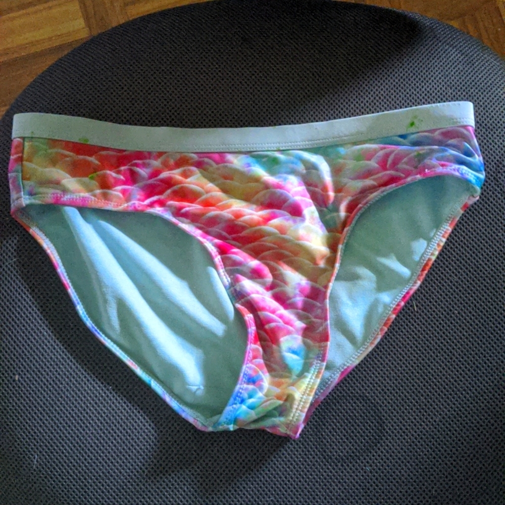 Rainbow Fish Scale Print Swim Bottoms